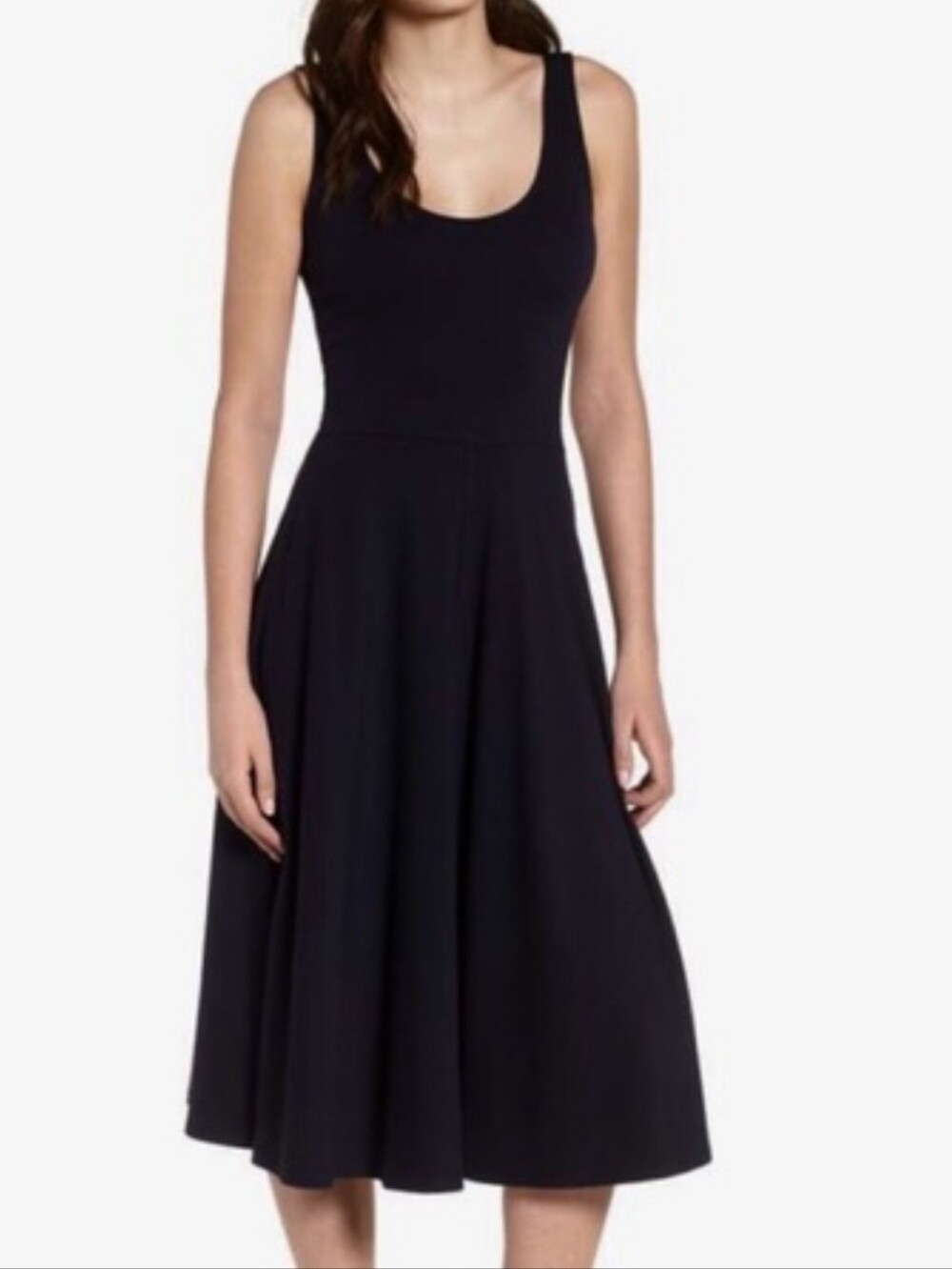 Leith Black Stretch Knit Midi Dress Sz S
